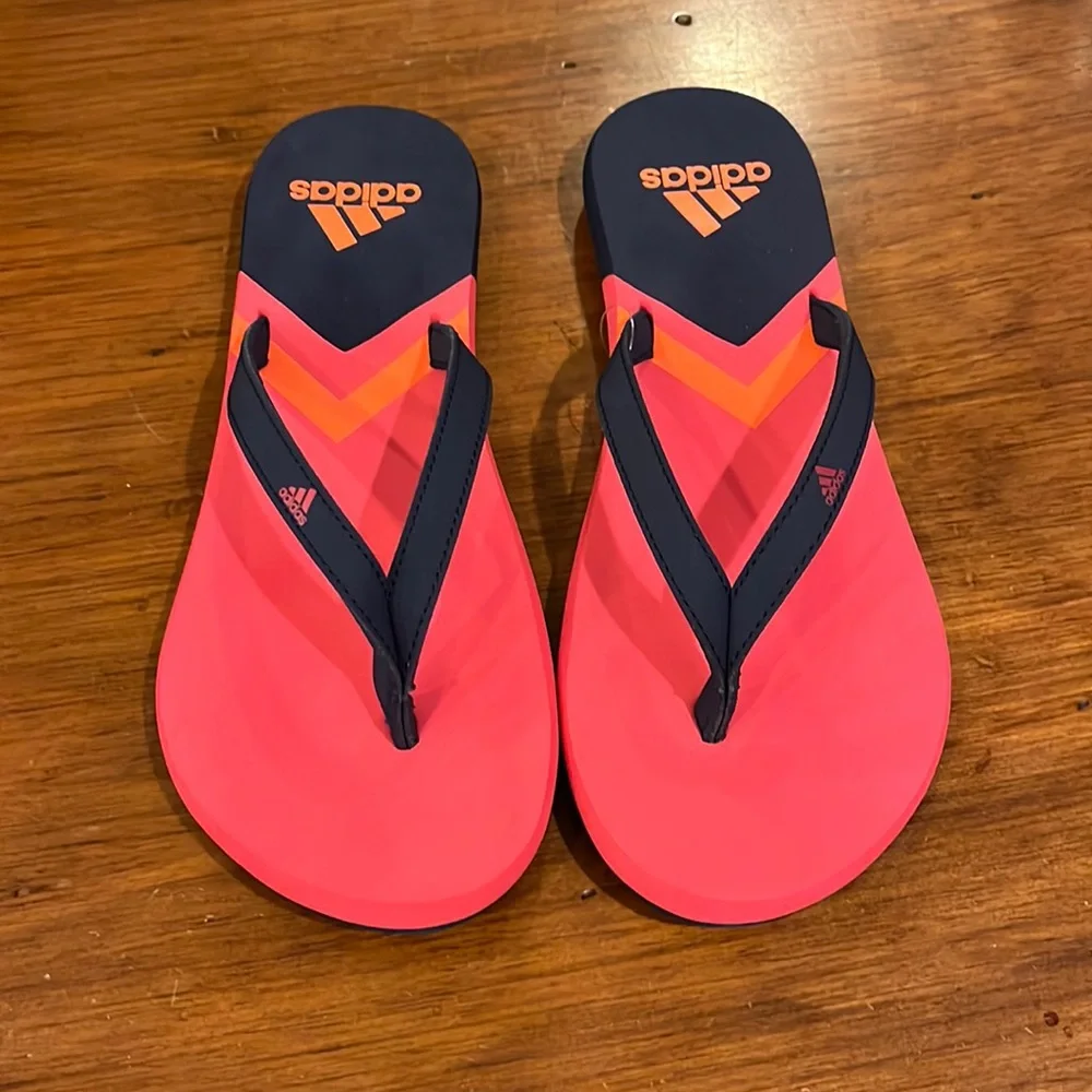 Adidas Eezay Flip Flops Thongs Sandals Shoes new F35031 Blue pink Women’s Size 7_6